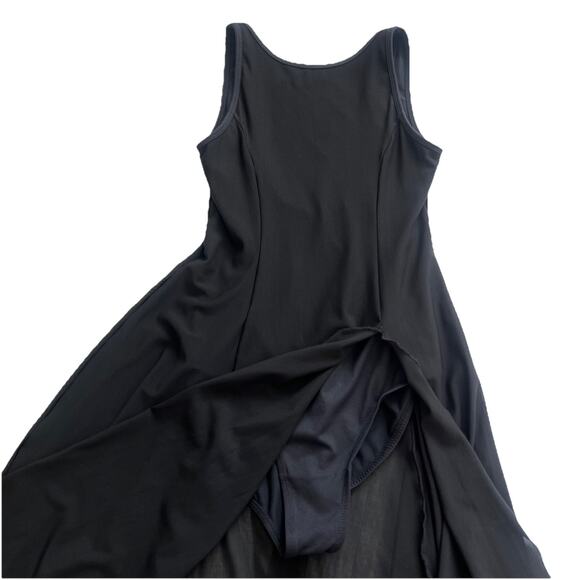 Move Dance Asymmetrical Dress Womens Small Black High Neck Slit Leotard Lyrical - Picture 8 of 9